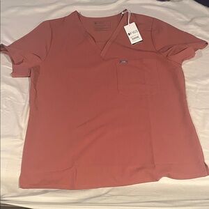 Figs Women's V-Neck Catarina one pocket Top - Mauve